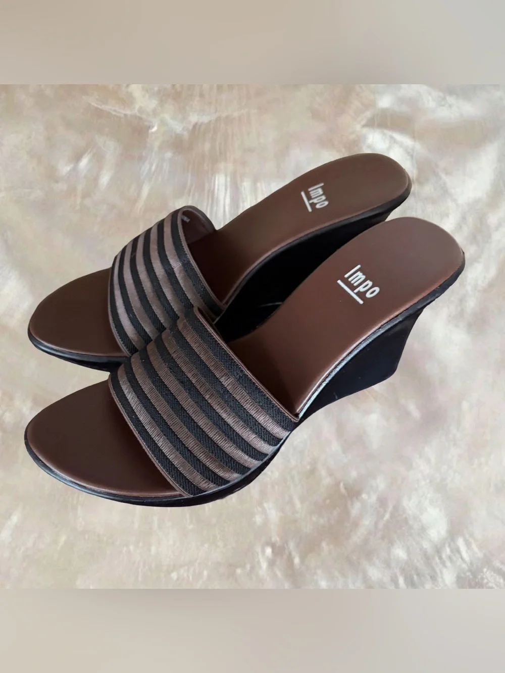 Impo Brown Slip-On Wedges